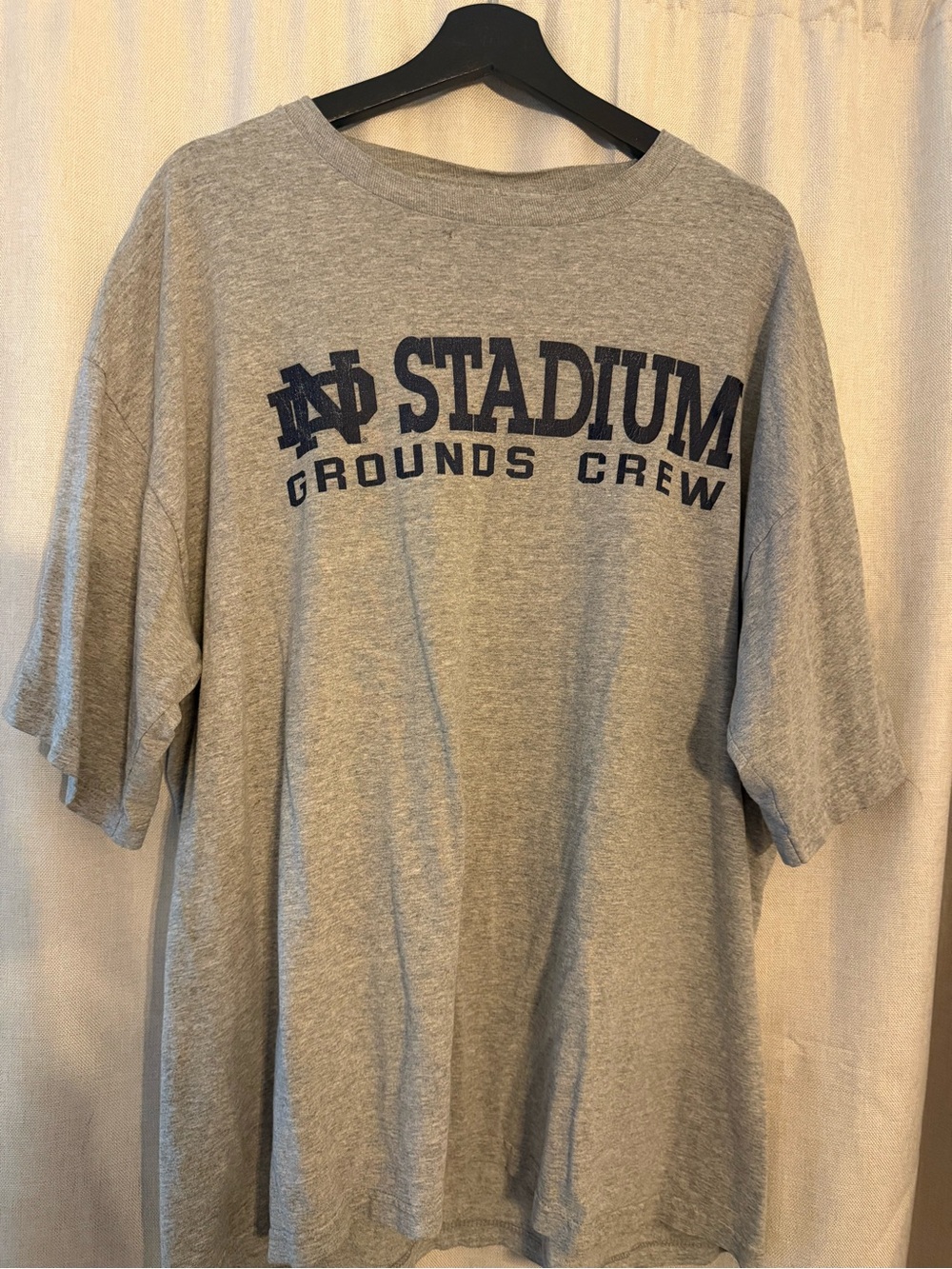 Vintage Notre Dame Stadium Grounds Crew T-Shirt USA Made Jansport Gray XL